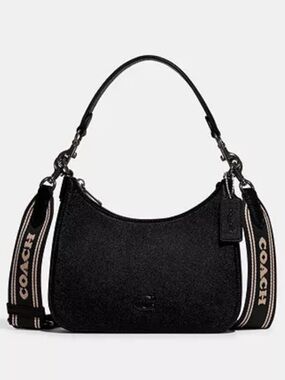 Authentic COACH Nolan Hobo Crossbody Bag in Black Crossgrain Leather